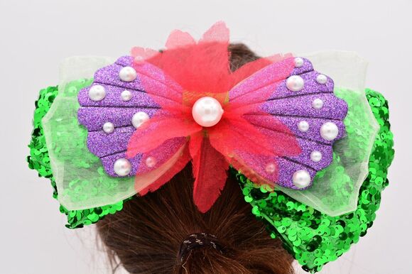 Disney Parks Swap Your Bow Interchangeable Little Mermaid Ariel Bow Sequin RARE main image 7